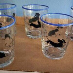 ANTHROPOLOGIE Sally Muir Dachshund Dog a Day Juice Glasses
